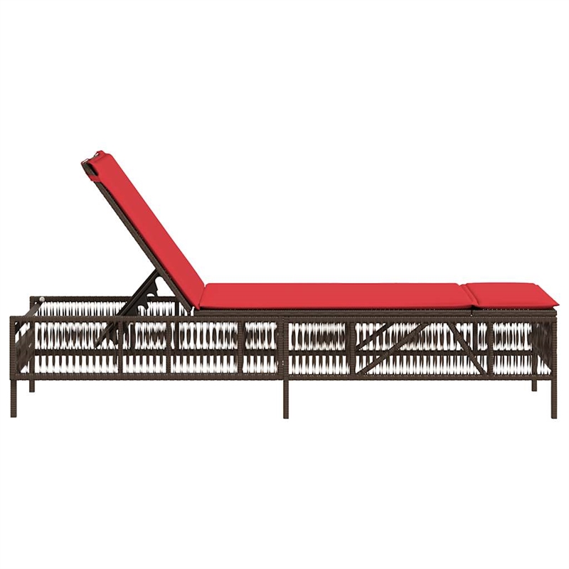 vidaXL Patio PE Rattan Steel Standard Sun Lounger in Brown