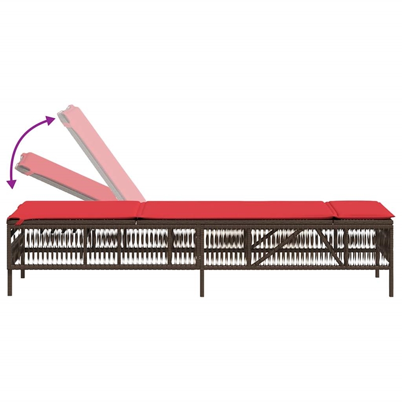 vidaXL Patio PE Rattan Steel Standard Sun Lounger in Brown