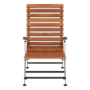 vidaXL Acacia wood  & Steel Deck Chair in Brown & Black
