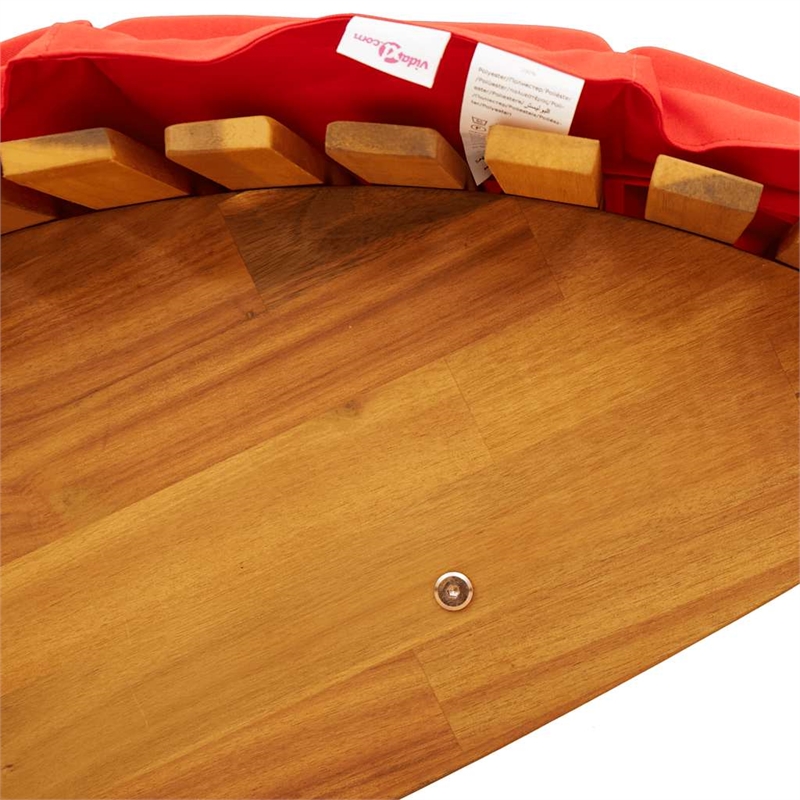 vidaXL Solid Acacia Wood Rocking Sun Lounger w/ Cushion in Red