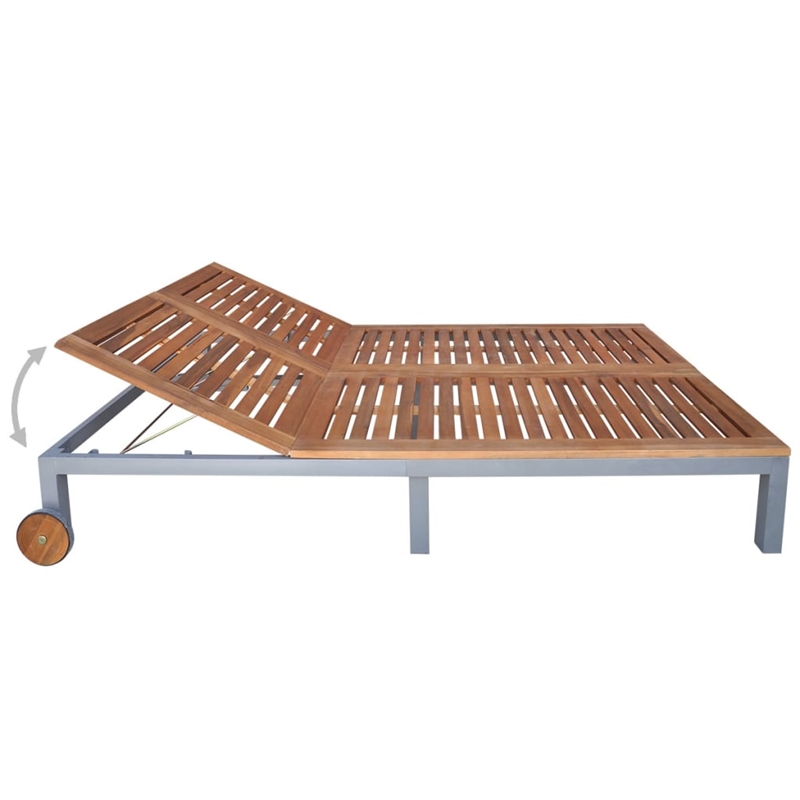 vidaXL Solid Wood Double Sun Lounger in Acacia