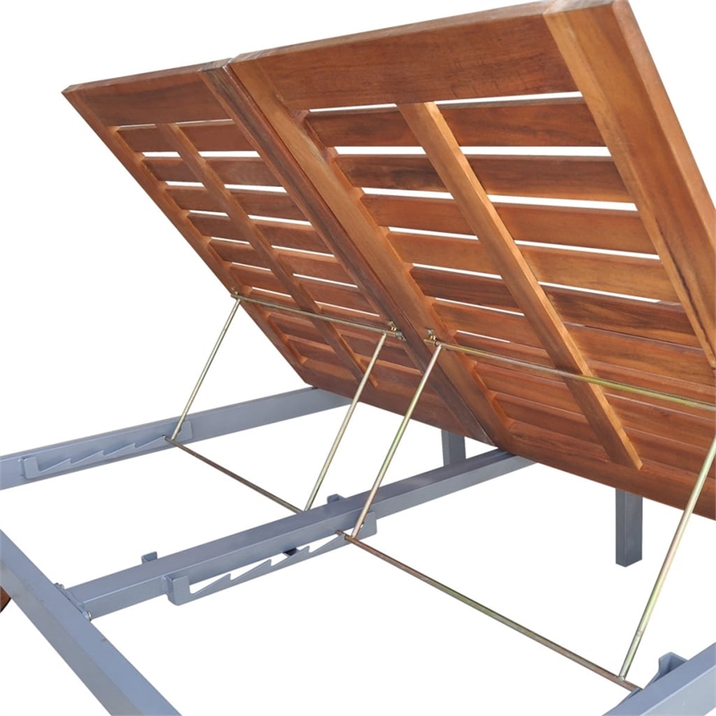 vidaXL Solid Wood Double Sun Lounger in Acacia