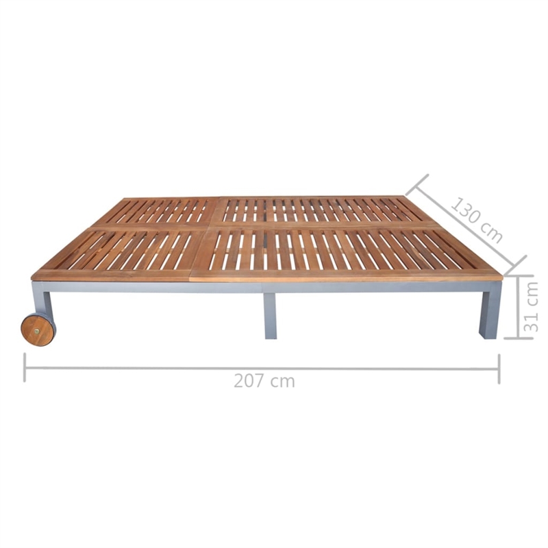 vidaXL Solid Wood Double Sun Lounger in Acacia