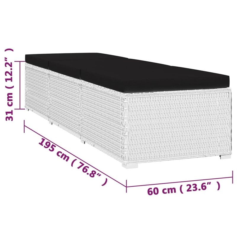 vidaXL Sun Lounger in Black/White