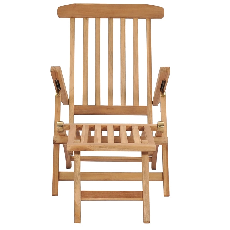 vidaXL Teak Wood Foldable Deck Chair in Brown