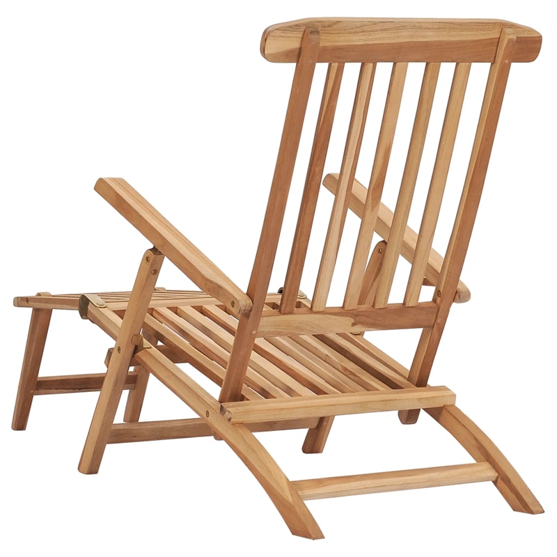 vidaXL Teak Wood Foldable Deck Chair in Brown