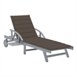 vidaXL Solid Acacia Wood Sun Lounger w/ Multi-Position Backrest in Gray