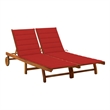 vidaXL Sun Lounger in Brown/Red Cushions