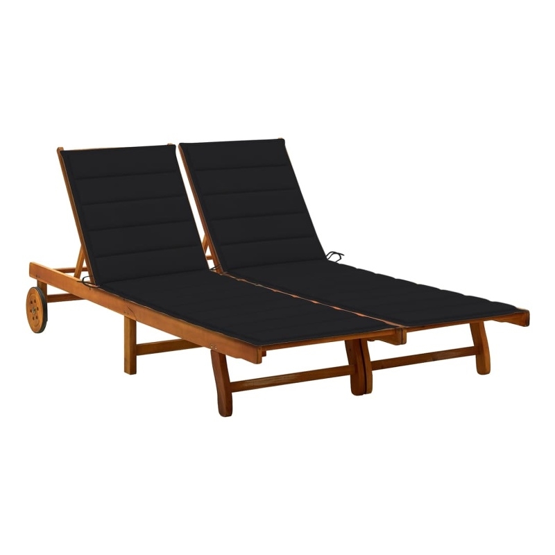 vidaXL Sun Lounger in Brown w/ Black Cushions