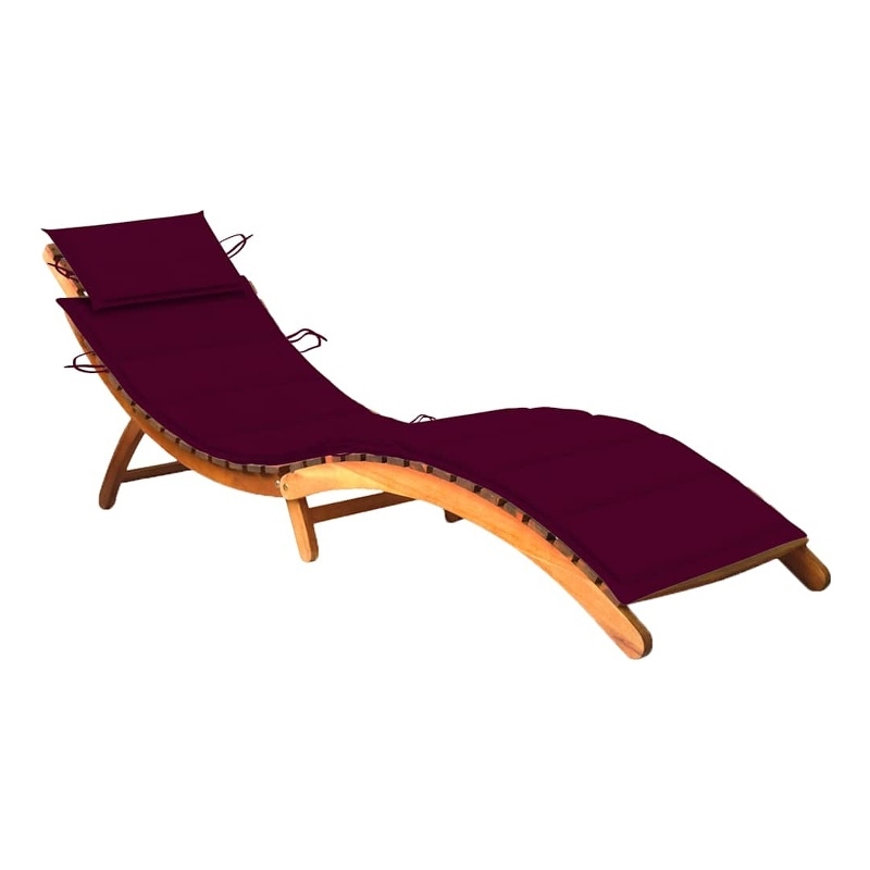 vidaXL Sun Lounger in Wine Red Cushion