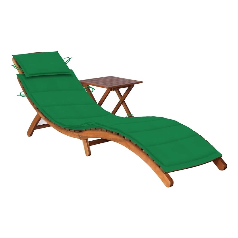vidaXL Sun Lounger and Table in Green