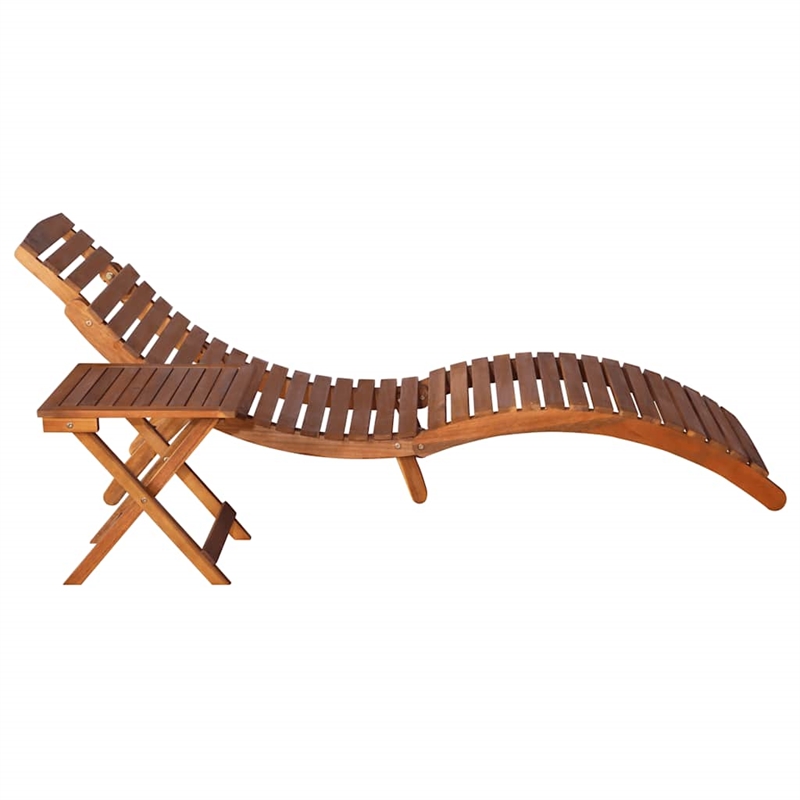 vidaXL Sun Lounger with Table in Black