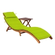 vidaXL Sun Lounger and Table in Green Cushion
