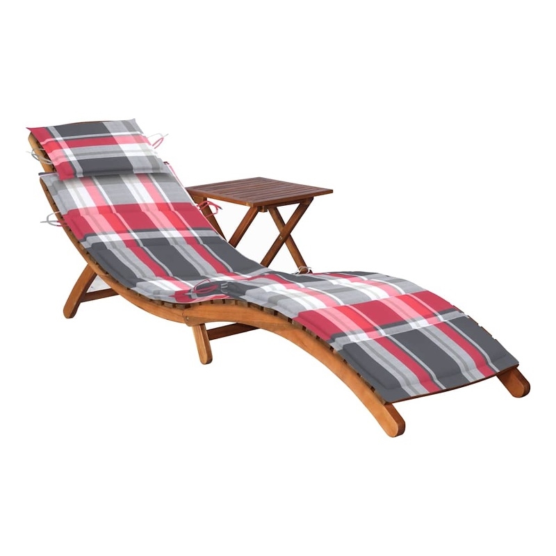 vidaXL Patio Sun Lounger and Table in Red/Brown