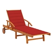 vidaXL Solid Acacia Wood Sun Lounger in Red
