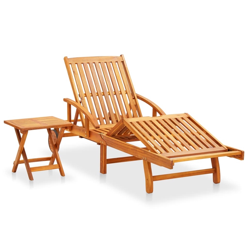 vidaXL Sun Lounger and Table in Red Cushion