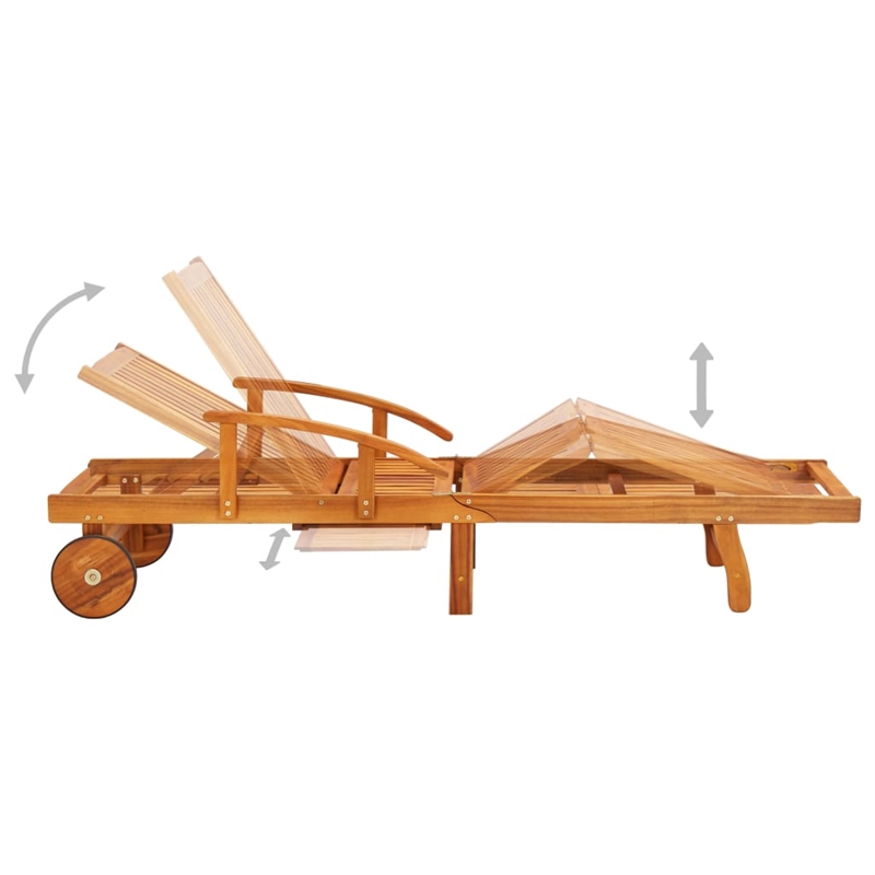 vidaXL Sun Lounger and Table in Red Cushion