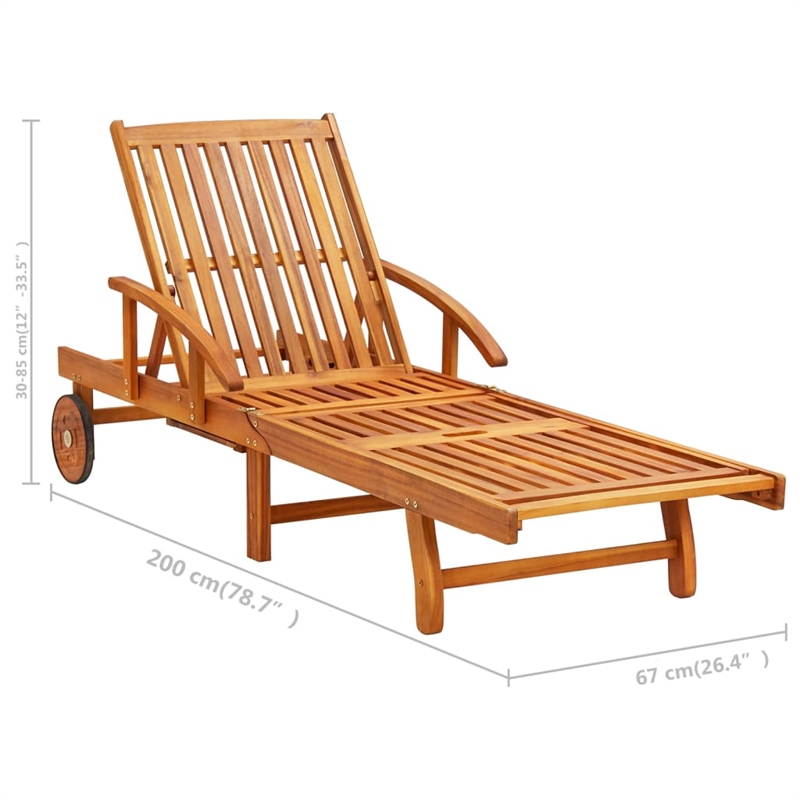 vidaXL Sun Lounger and Table in Red Cushion