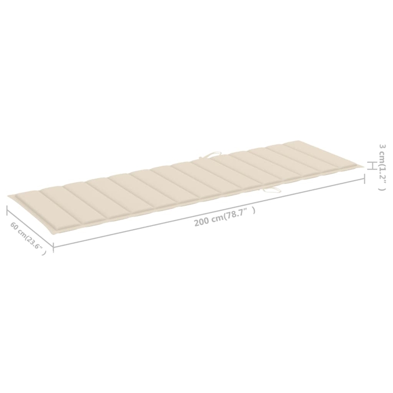 vidaXL Height-Adjustable Patio Sun Lounger in Cream