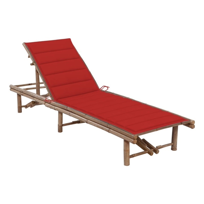 vidaXL Patio Sun Lounger with Red Cushion