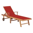 vidaXL Teak Wood Sun Lounger in Red