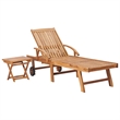 vidaXL Teak Wood Sun Lounger and Table