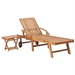 vidaXL Teak Wood Sun Lounger in Red