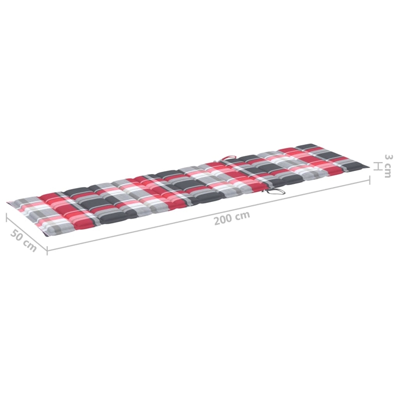 vidaXL Teak Wood Sun Lounger in Red