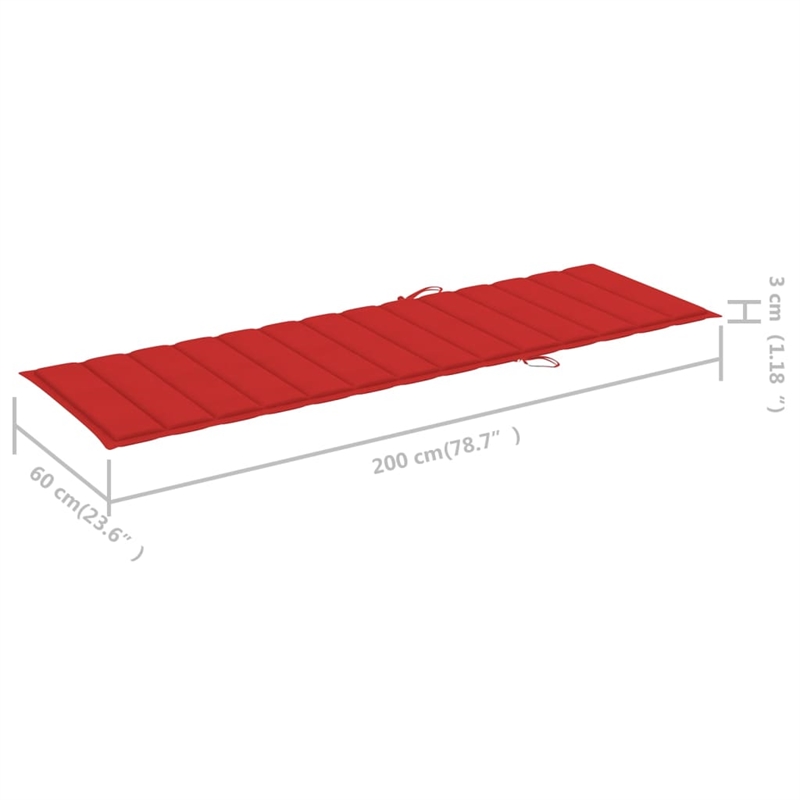 vidaXL Sun Lounger in Red Cushions