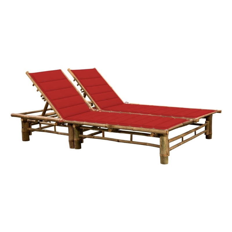 vidaXL Sun Lounger in Red Cushions