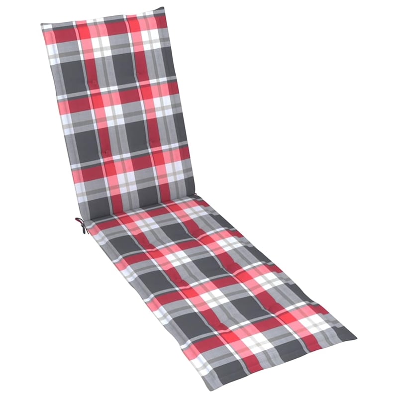 vidaXL Patio Deck Chair in Brown w/ Red & Gray Check