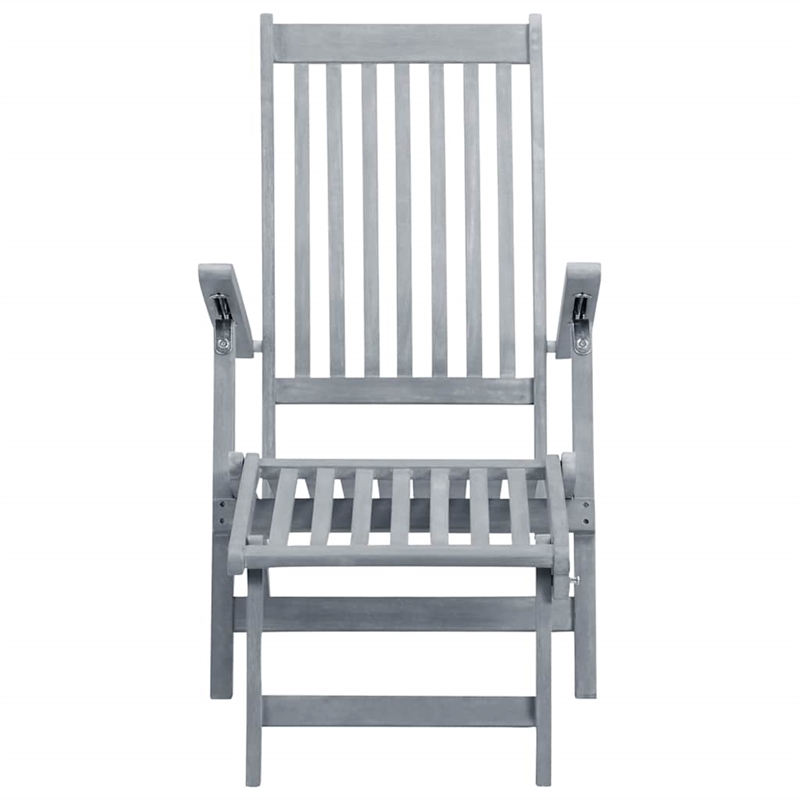 vidaXL Solid Acacia Wood Patio Deck Chair with Footrest and Cushion