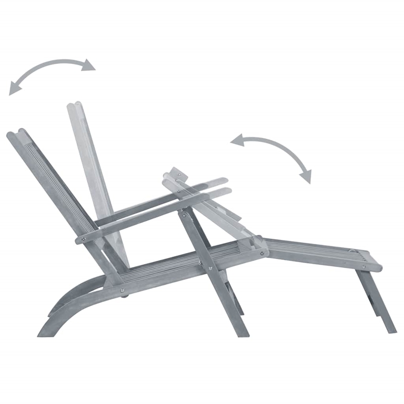 vidaXL Solid Acacia Wood Patio Deck Chair with Footrest and Cushion
