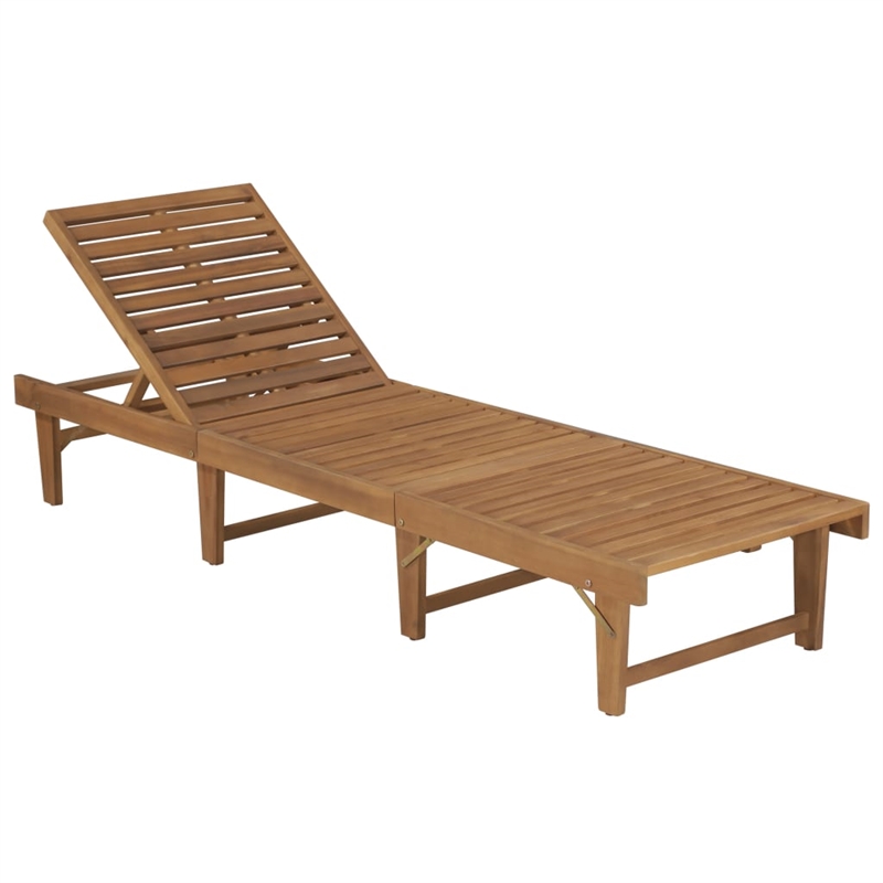 vidaXL Solid Acacia Wood Sun Lounger with Cushions