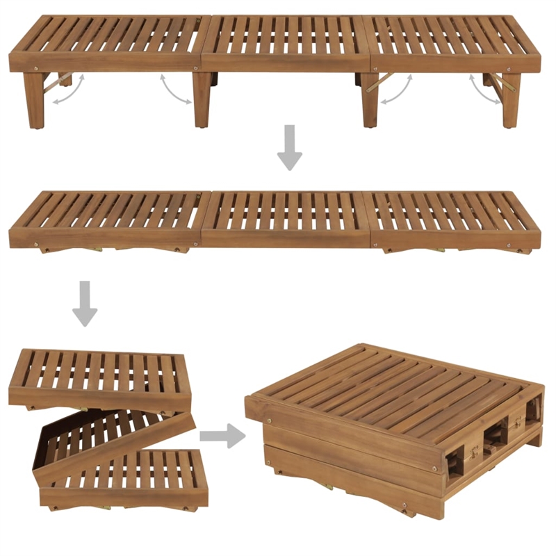 vidaXL Solid Acacia Wood Sun Lounger with Cushions