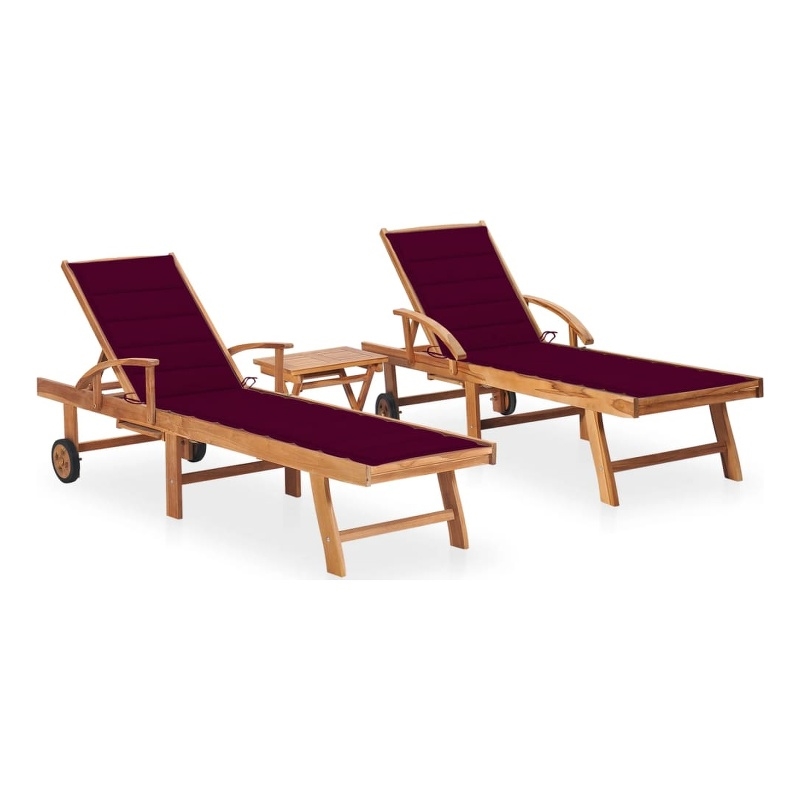 vidaXL Sun Lounger in Red (Set of 2)