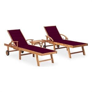 vidaXL Sun Lounger in Red (Set of 2)
