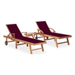 vidaXL Sun Lounger in Red (Set of 2)