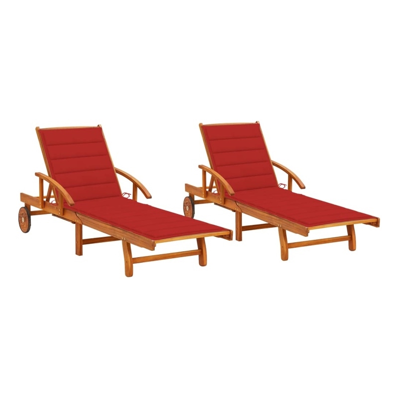 vidaXL Sun Lounger in Red Cushion