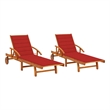 vidaXL Sun Lounger in Red Cushion