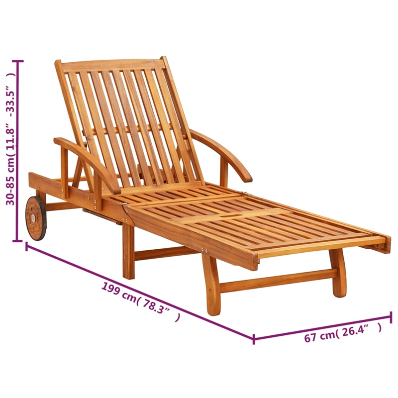 vidaXL Sun Lounger in Red Cushions
