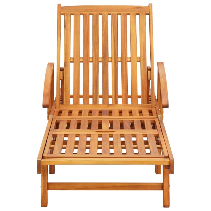vidaXL Natural Wood Patio Sun Lounger in Red