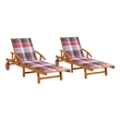 vidaXL Natural Wood Patio Sun Lounger in Red