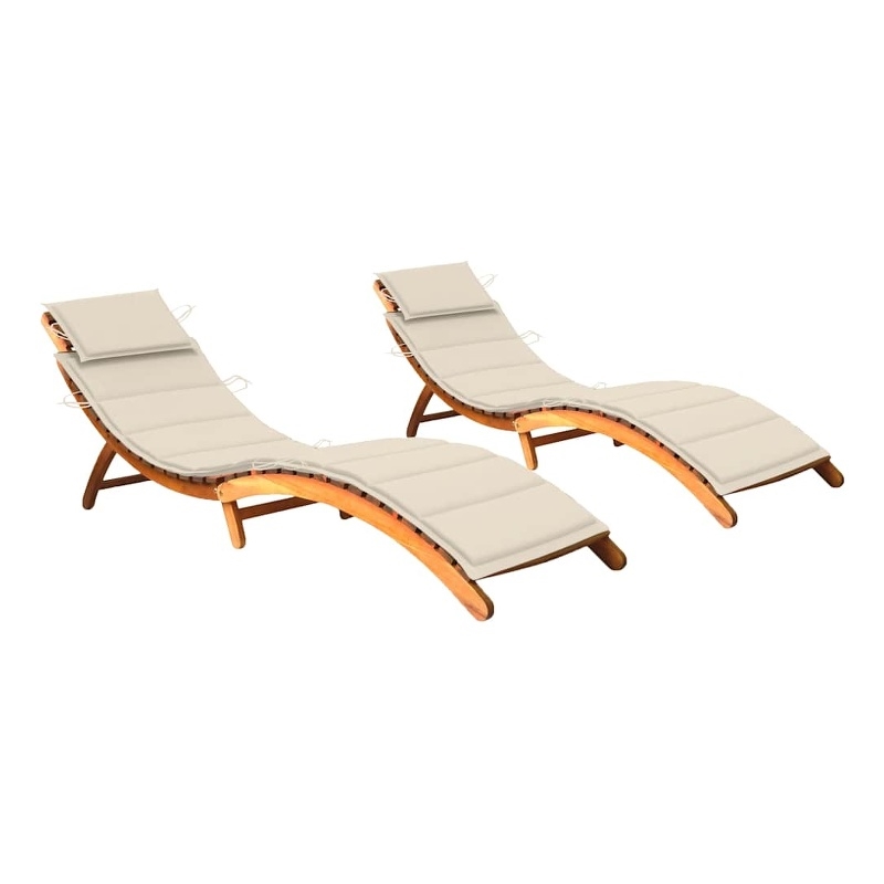 vidaXL Sun Lounger in Cream Cushion