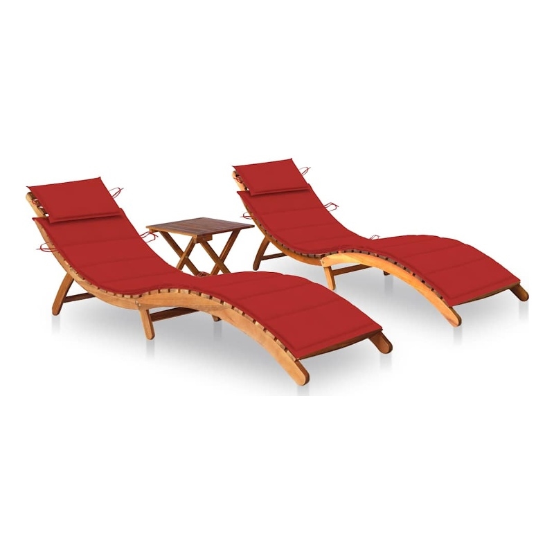 vidaXL Sun Lounger in Red Cushion