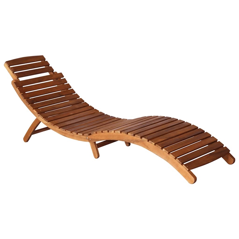 vidaXL Solid Acacia Wood Sun Lounger Taupe