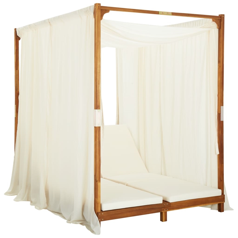 vidaXL Sun Lounger in Cream/White