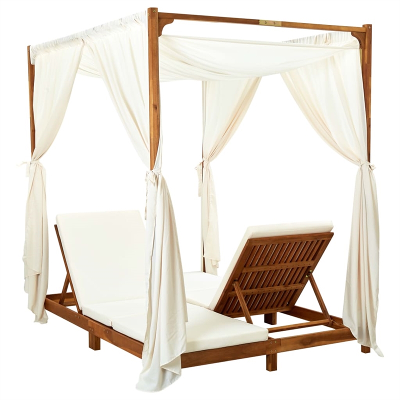 vidaXL Sun Lounger in Cream/White