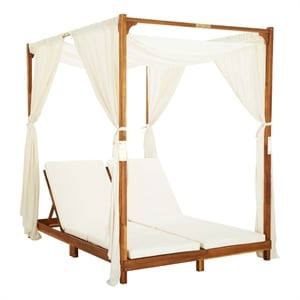 vidaXL Sun Lounger in Cream/White