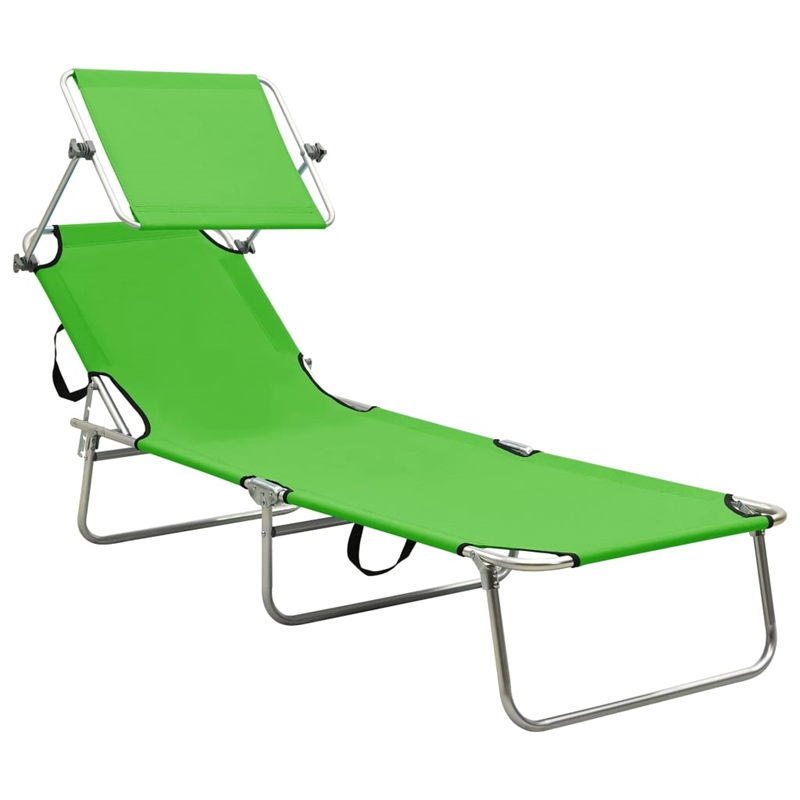 vidaXL Powder-coated Steel Standard Foldable Sun Lounger in Green